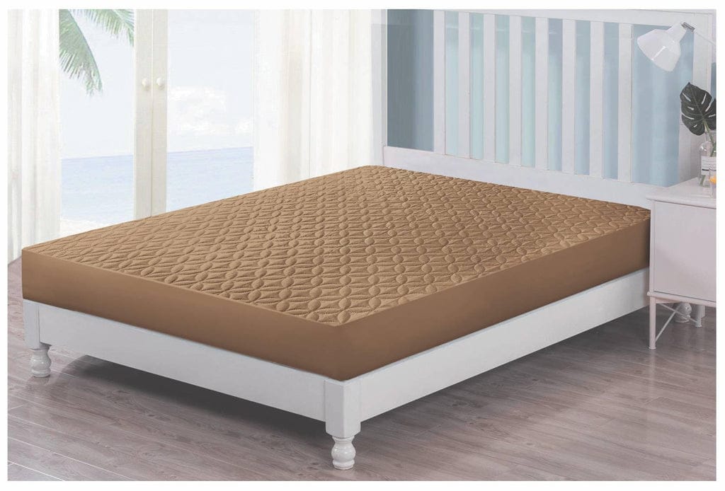 Ultrasonic Quilted Waterproof Mattress Cover - Brown