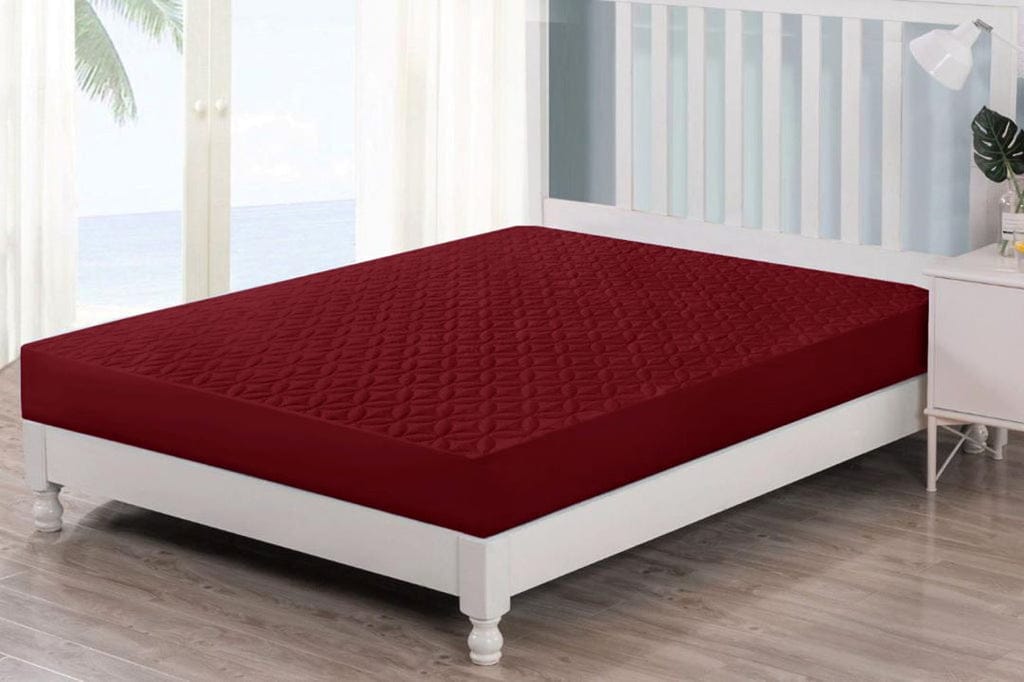 Ultrasonic Quilted Waterproof Mattress Cover - Maroon