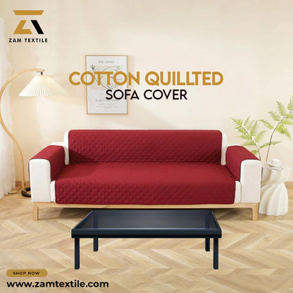 COTTON QUILTED SOFA RUNNER - SOFA COAT (Maroon)