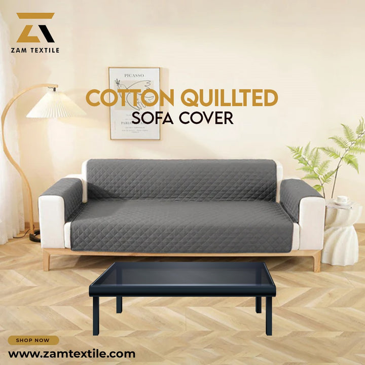 COTTON QUILTED SOFA RUNNER - SOFA COAT (Grey)