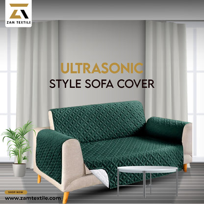 Ultrasonic Quilted Sofa Cover-Sofa Runner (Green)