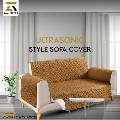 Ultrasonic Quilted Sofa Cover-Sofa Runner (Golden)