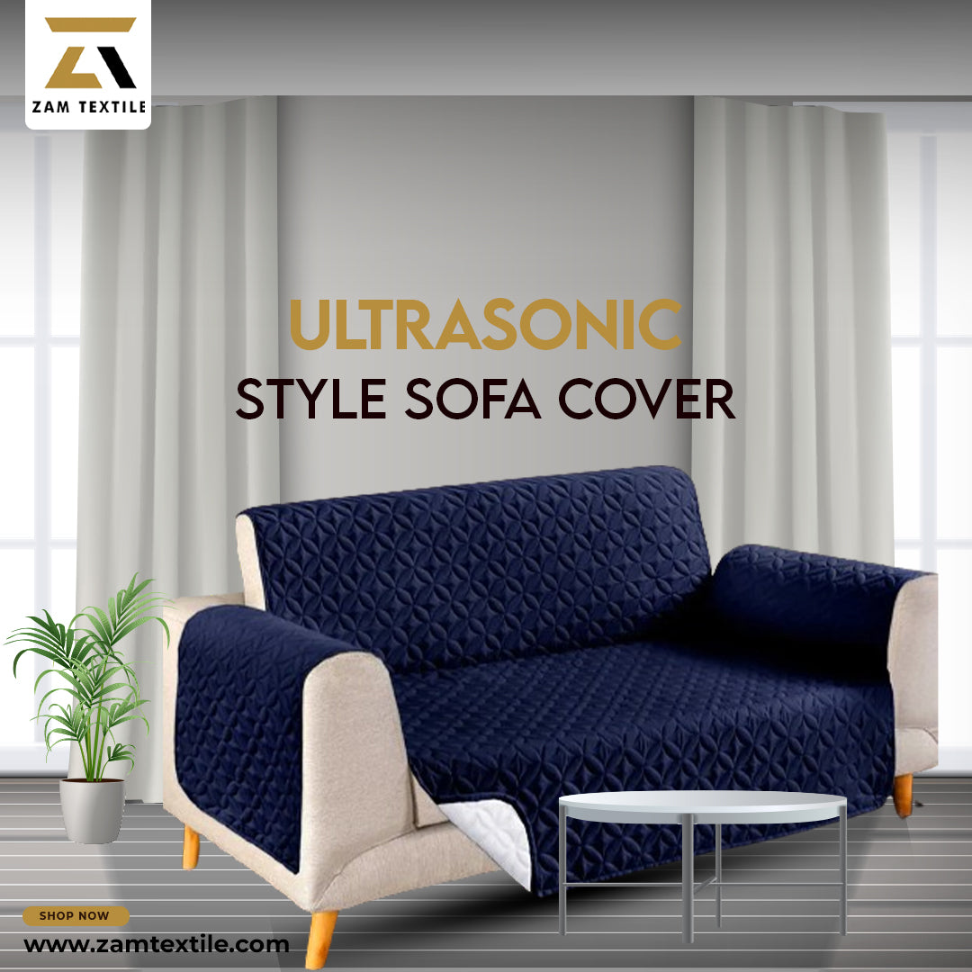 Ultrasonic Quilted Sofa Cover-Sofa Runner (Blue)