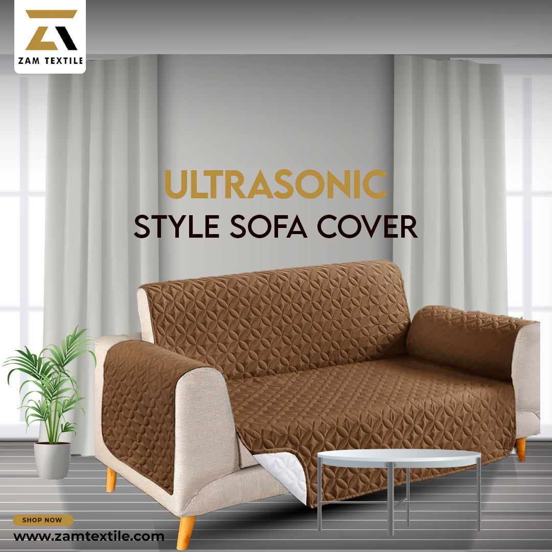 Ultrasonic Quilted Sofa Cover-Sofa Runner (Brown)