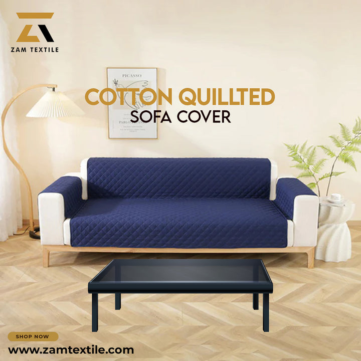 COTTON QUILTED SOFA RUNNER - SOFA COAT (Blue)