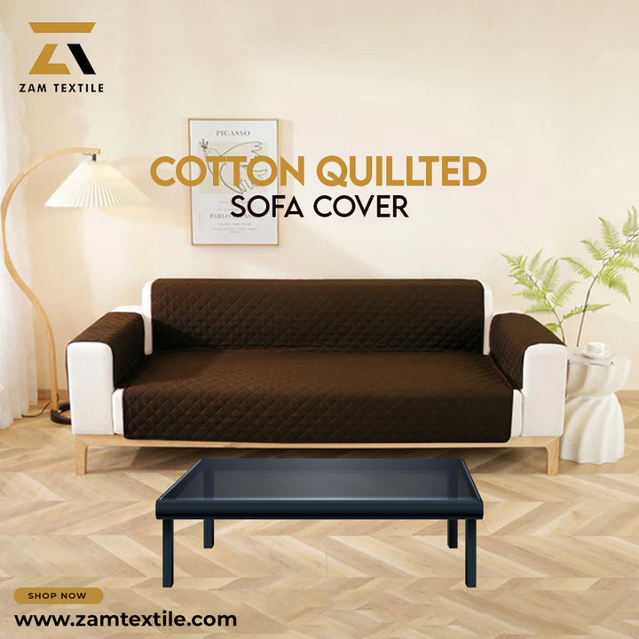 COTTON QUILTED SOFA RUNNER - SOFA COAT (Brown)