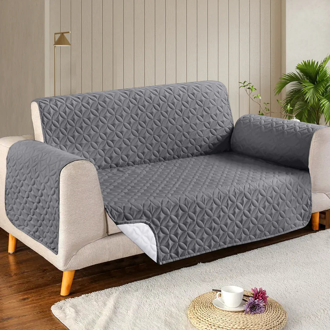 ltrasonic Quilted Sofa Cover-Sofa Runner (Grey)