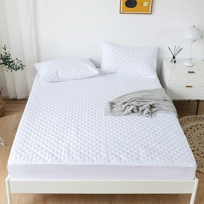 Cotton Quilted Waterproof Mattress Cover - white