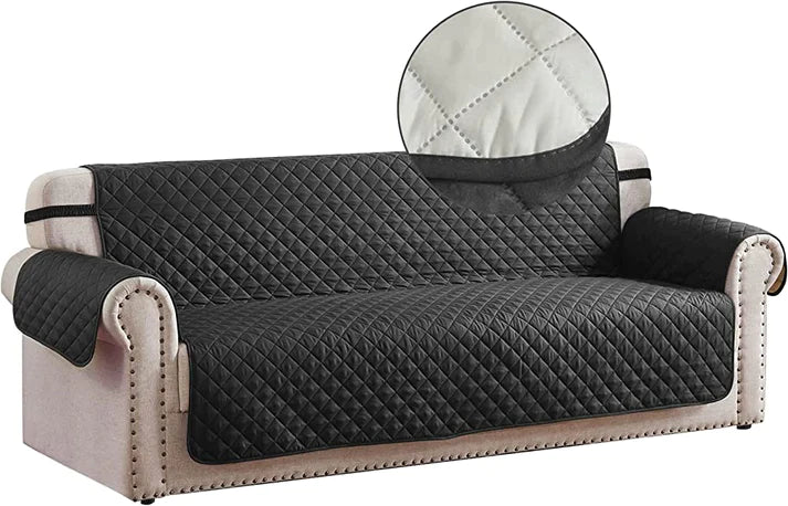 WATERPROOF COTTON QUILTED SOFA COVER - SOFA RUNNERS (Black)