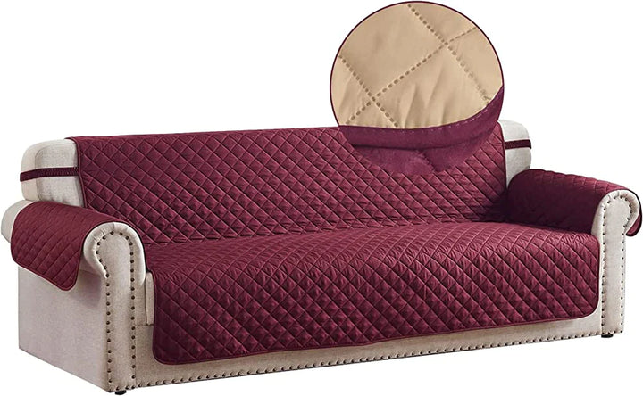 WATERPROOF COTTON QUILTED SOFA COVER - SOFA RUNNERS (Maroon)